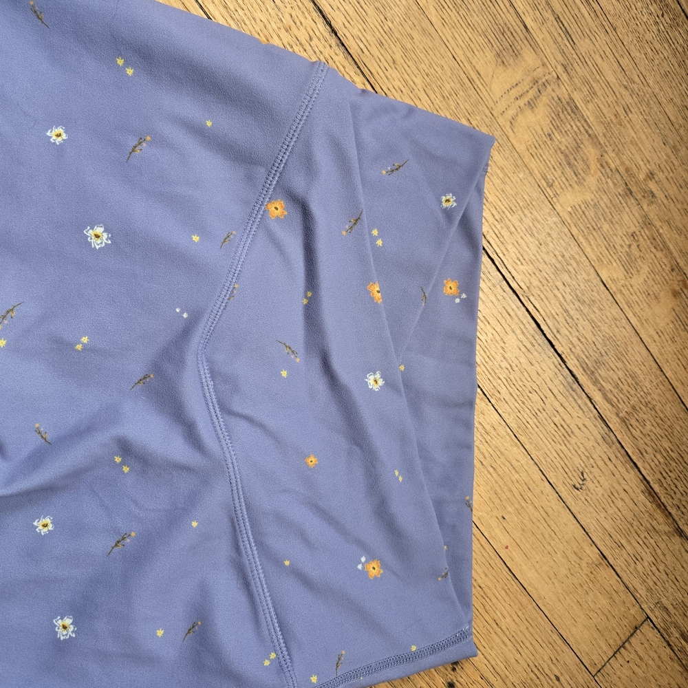 POPFLEX Kids Leggings in Blue with Floral Accents - Picture 2 of 3
